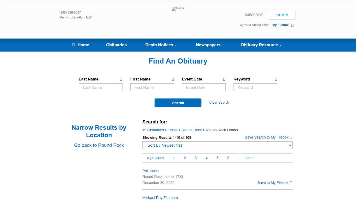Round Rock Leader Obituaries (2018 – 2026) - Round Rock, TX