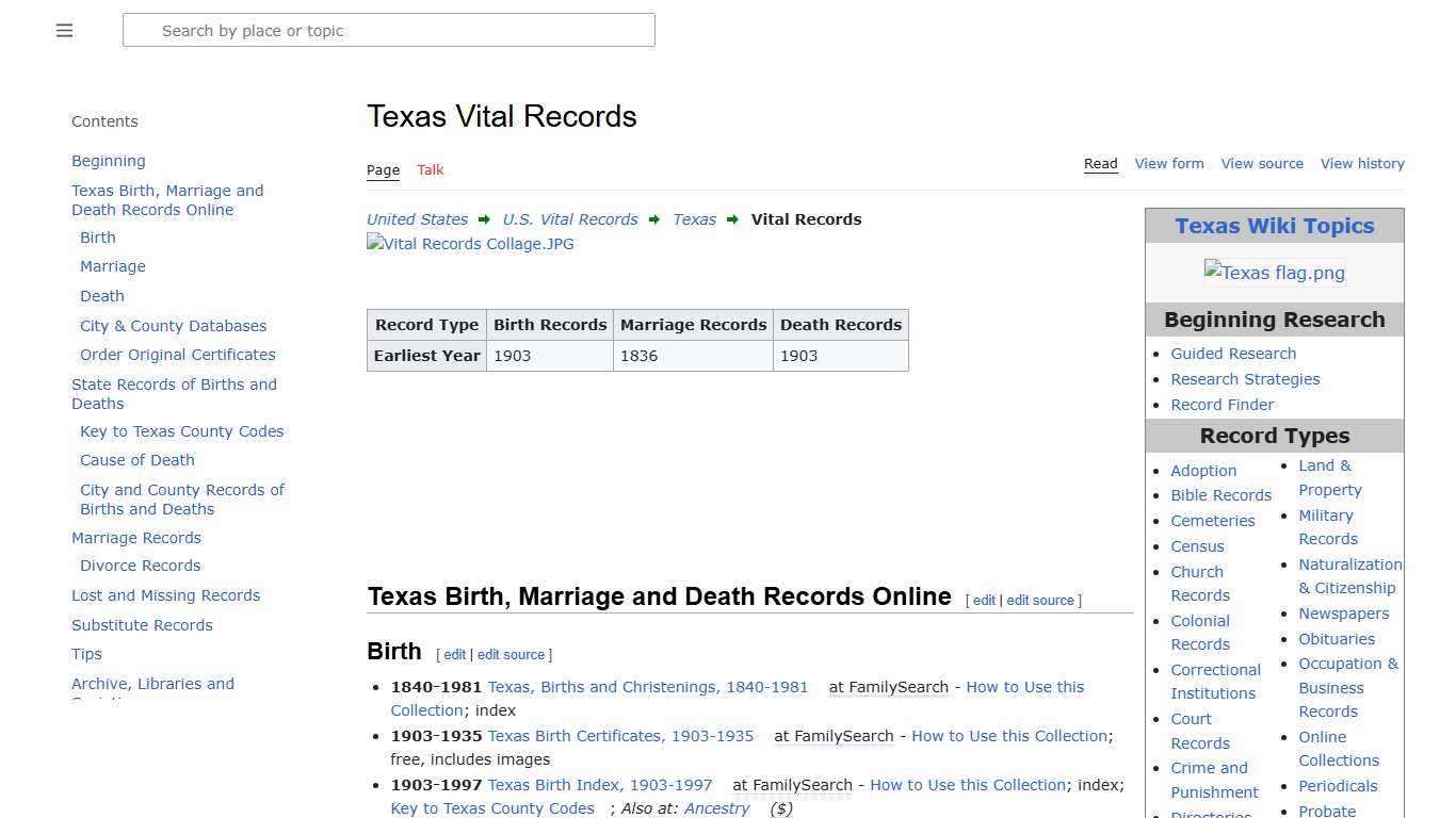 Texas Vital Records • FamilySearch
